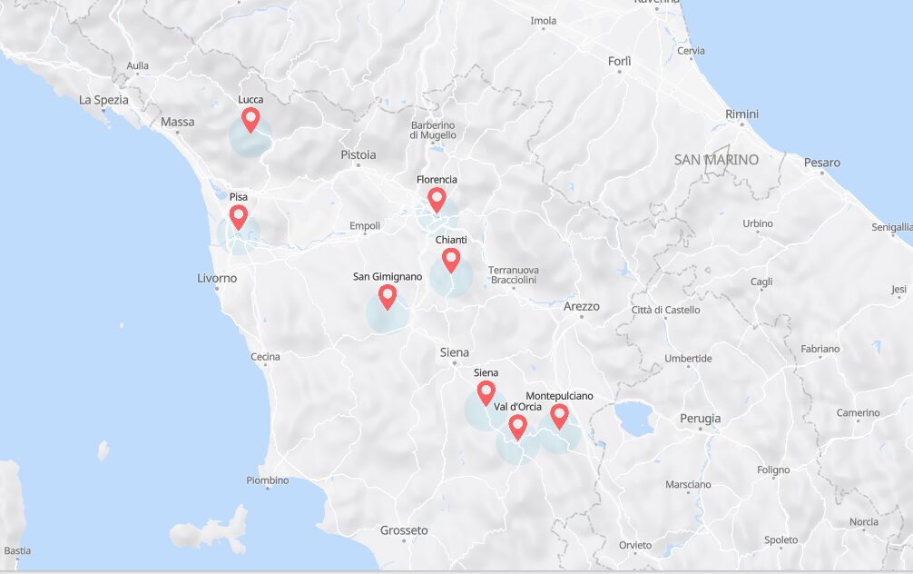 Recorrido de 8 ciudades por la toscana